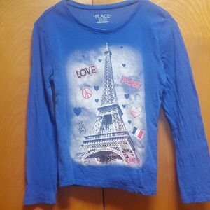 The Children's Place Blue Paris Graphic Long Sleeve Tee Size S (5/6)